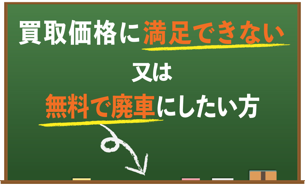 価格に満足できない又は無料で廃車にしたい方